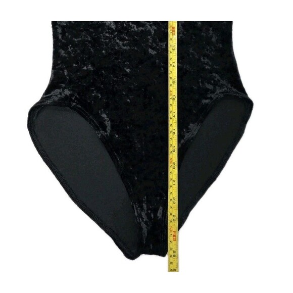 Gilda Marx VTG 90s Crushed Velvet Dance Gymnastics Leotard Adult XS (Y/J) Black - Picture 8 of 11